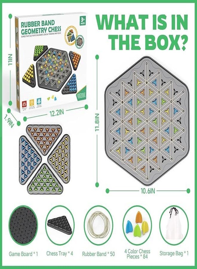 لعبة شطرنج المثلثات من أولاملي | مجموعة ألعاب شطرنج المثلثات | ألعاب لوحية استراتيجية | ألعاب شريط مطاطي ثلاثي | لعبة عائلية للأطفال والكبار | من 2 إلى 4 لاعبين - Image 2